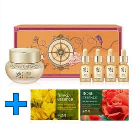 Sooryehan Ginseng Cream Special Set (25 Years Old) + 2 Additional Amore Happy Bath Soaps / 수려한 진생 크림 특별 기획 세트(25년형)+추가 아모레 해피바스 비누 2개