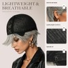 Peluca de cabello humano Pixie de 4 pulgadas gris plateado