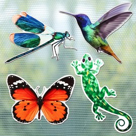 8 Pcs Screen Magnets Dragonfly Decorative Magnetic Flexible Double Sided Butterfly Hummingbird Gecko Screen Door Magnets Holographic Flexible Screen Door Decals for Screen Sliding Doors Window