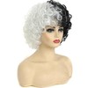 Short Curly Wig Black and White Wavy Hair Curly Wig