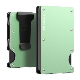 HIESGIE Wallet for Women, Minimalist Card Holder with Removable Clip, Compact Front Pocket Metal Wallet, Slim RFID Blocking Aluminum Wallet – Grass Green