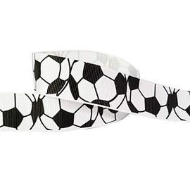 7/8" 2x5yd Soccer Prints Ribbon for Crafts, Gift Wrapping, Cheer Bows, Pony Streamers