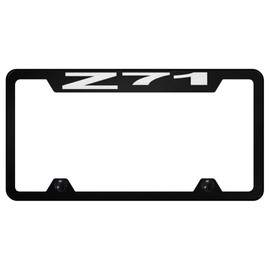 Au-TOMOTIVE GOLD Laser Etched Logo Stainless Steel Truck Cut-Out License Plate Frame for Chevy Z71 (Black)