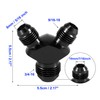 8AN to AN6 to AN6 Y Block Flare Fitting Adapter