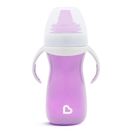 Munchkin - Vaso para sorber Gentle Transition con asas de entrenamiento, 10 onzas, morado