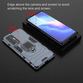 ESTH® Case for Oppo Find X3 Neo with 2 Pack Tempered Glass, [Durable] Ring Stand, [Works with Magnetic Car Mount] Case Protective Cover, Blue