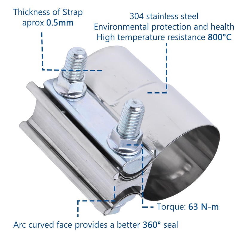 Exhaust Pipe Clamp 3.0 Inch Butt Joint Exhaust Clamp for