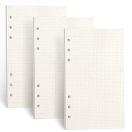 FYY 3 Packs A6 Paper Dot Grid, A6 Refill Paper 135 Sheets (270 Pages) for 6 Ring Binder Notebook, Refill Inserts for Filofax A6, Notes, Diary, Sketch, Bullet Journal, Painting (Dotted)