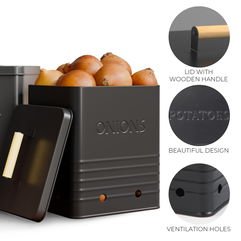 Beautiful Potato and Onion Storage Container Set - Perfectly Sized