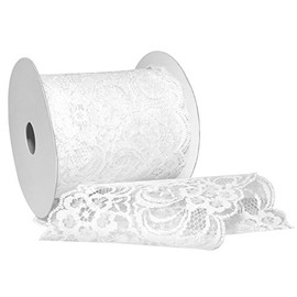 Morex Ribbon 7636.90/10-601 Nylon Chantilly Lace Ribbon, 3-1/2" x 10 yd, White