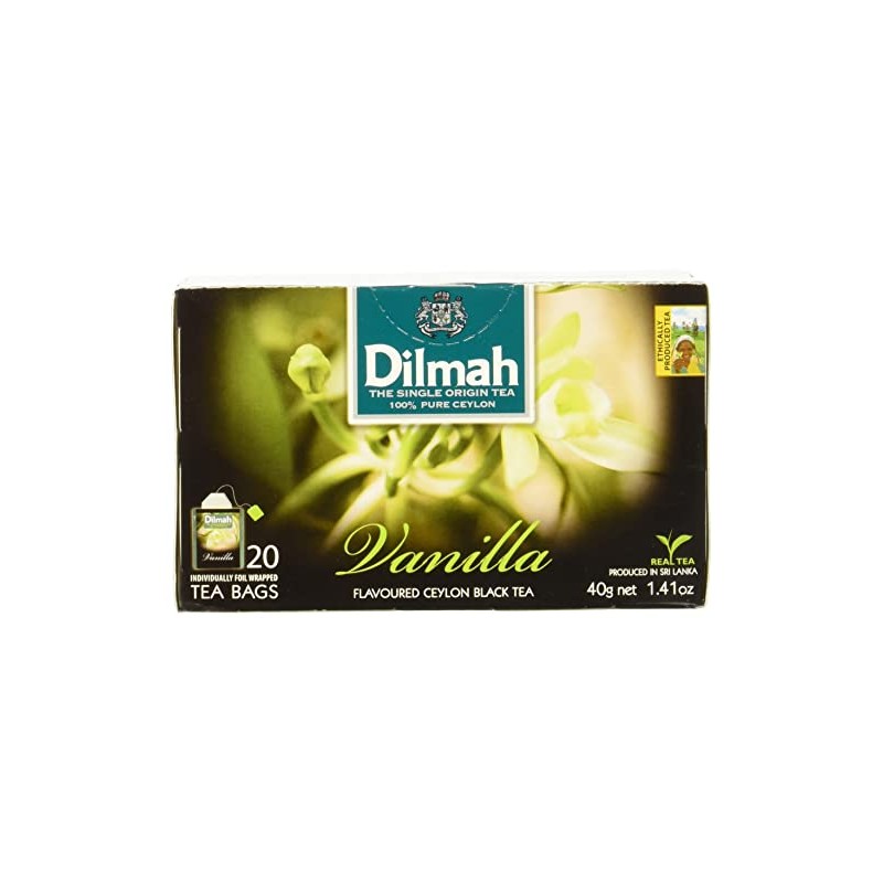 Dilmah, Vainilla Flavoured Ceylon Black Tea, 20 piezas