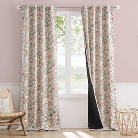 Vangao Pink Nursery Curtains for Girls Room Floral Blackout Curtains 96 Inch Length Farmhouse Drapes for Bedroom Room Darkening Window Flower Patterned Treatment Back Tab Top Set of 2