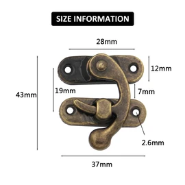 Antique Bronze Hasp, Antique Lock Padlock, Right Latch Hooks, Hasp Latch, Brass Hasp, Wooden Box Hasp, Horn Lock Clasp Hook, Swing Latch Bronze, for Wooden Jewellery Box Decorative, Pack of 2