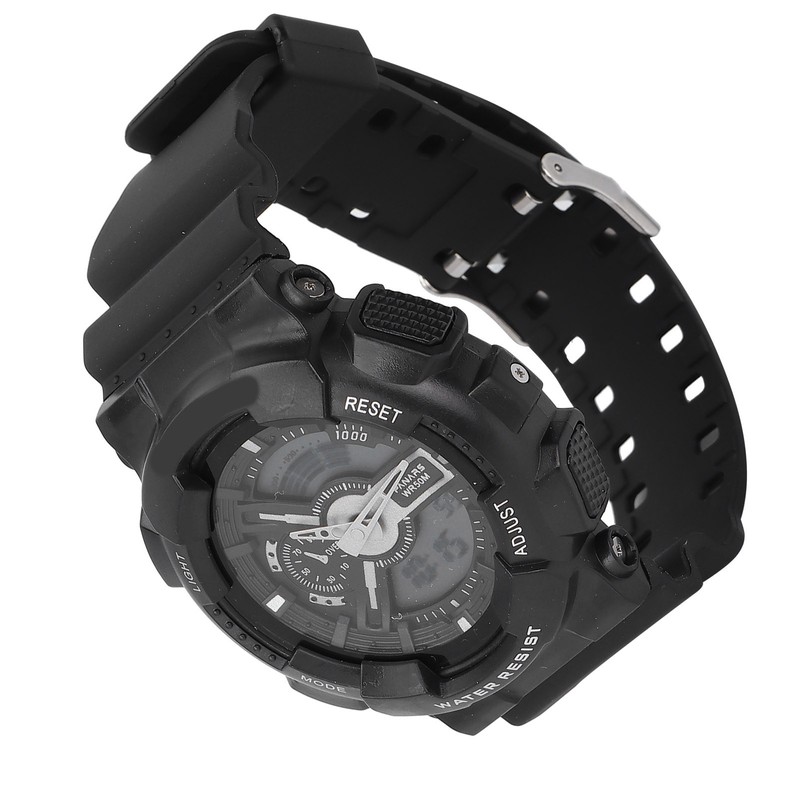Students Electronic Watch Waterproof EL Light Dual Time Modes Digital