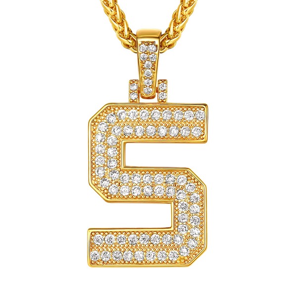 Micropave Simulated Diamond Iced Out Bling Necklace, 18K Gold Plated
