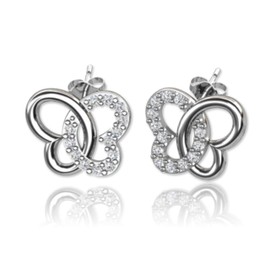 butterfly Girls Women's Earrings Real Silver Butterfly Ecological Packaging Communion Gift, Sterling Silver