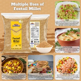 Rani Foxtail Millet Polished (Setaria italica) Ancient Grains 64oz (4lbs) 1.81kg ~ All Natural | Gluten Friendly | NON-GMO | Kosher | Vegan | Indian Origin | Kangi/Kakum/Navane/Tenai