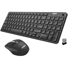 Arteck 2.4G USB Wireless Keyboard and Mouse Combo Ultra Slim Compact Keyboard and Ergonomic Mouse for Computer Desktop PC Laptop and Windows 11/10/8/7 Build in USB-C Rechargeable Battery