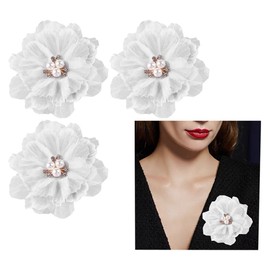 3PCS White Flower Hair Clips Rose Hair Barrettes Hairpin Brooch Pin Headpiece for Bridal Wedding Birthday Beach Party