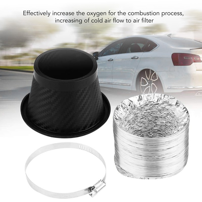 Turbo Air Intake Pipe Funnel Kit Universal Rubber Carbon Fiber