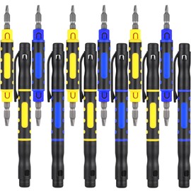12 Pack 4 in 1 Pocket Screwdriver Portable Pen Screwdriver Multipurpose Screwdriver Crossing Flathead Double Ended Screwdriver for Repairing Installing Hand Tool, 2 Colors