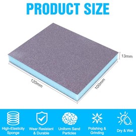 12 Pack Sanding Sponge, Washable and Reusable Sanding Blocks 60/80/120/220/320/400 Grit Wet Dry Sand Paper Assortment Pack for Wood Drywall Metal Furniture