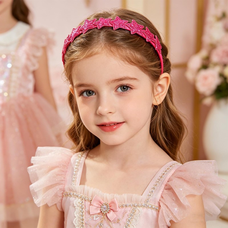 10pcs Glitter Star Headbands for Girls Colorful Sparkle Hair Hoop