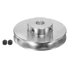QUARKZMAN V-Type Pulley 8 mm Bore 50 mm External Diameter Single Groove Aluminium Alloy for 3-5 mm PU Round Belt Motor Shaft Drill