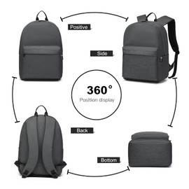 Kono School Backpack Casual Daypack School Bags for Girls Boys Bookbag Lightweight Travel Rucksack Work Bag for Men Women (Dark Grey)