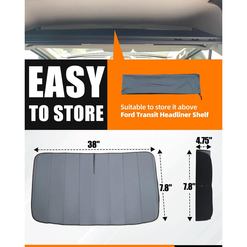 MELIPRON Insulated Blackout Window Cover Fit for Ford Transit 2015-2025,