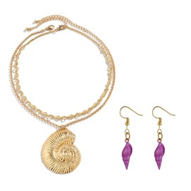 PJKJEUU Layered Gold Conch Seashell Necklace Choker Necklaces Jewelry Witch Necklace for Costume Accessory (color-gold)