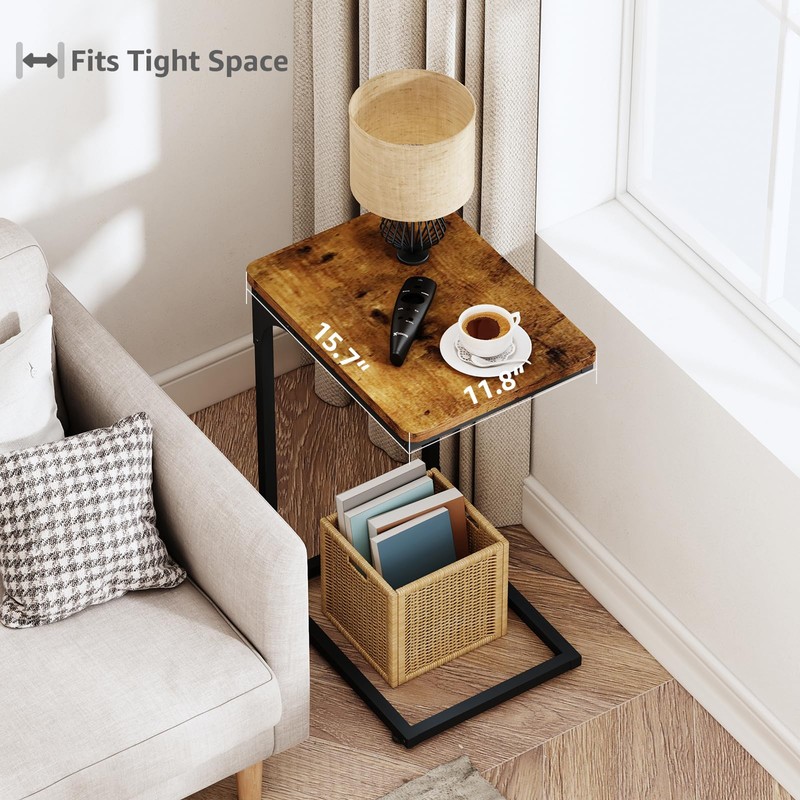 QEEIG C Shaped Side Table Set of 2 Living Room