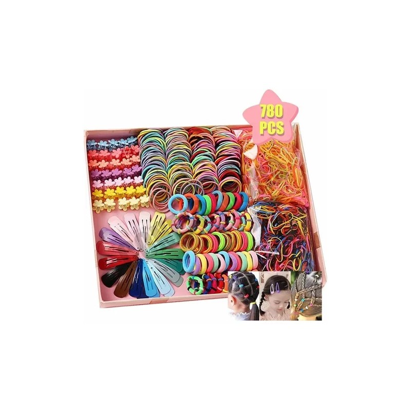 780pcs Mini Ligas Para Cabello Elásticas Dama Accesorios Etc