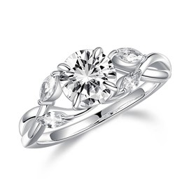 MOOSEA Moissanite Willow Engagement Rings for Women, 1.2ct Round D Color VVS1 Clarity Lab Created Moissanite Wedding Rings 925 Sterling Silver Solid Moissanite Promise Rings for Her Jewelry Gifts