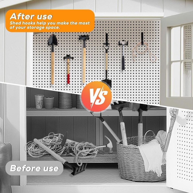 FIMXSD 9 pcs Storage Shed Hooks J U V-Shape Hangers