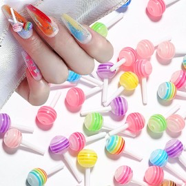 20Pcs Cute Nail Art Charms 3D Resin Candy Cute Nail Charms Cartoon Candy Nail Resin Charms Sweet Colorful Candy Designs Nail Decor for Nails DIY Nail Supplies Cute Nail Art Craft Accessories