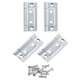 sourcing map 4Pcs 2x1 Inch Door Hinges Non-Mortise No Noise Bifold Door Hinges Plating for Cabinet Furniture Window Wardrobe with Screws, White Zinc