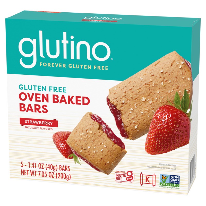 Glutino Gluten Free Oven Baked Bar, Strawberry, Naturally Flavored, 5
