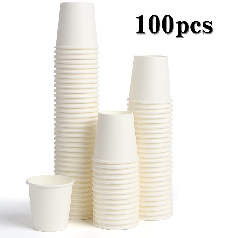 VEYLIN Disposable Paper Cups,100 Pieces 3oz Small White Paper Cups