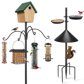 93Inch Bird Feeding Station,Heavy Duty Bird Feeder Pole House Stand Mount Kit with Squirrel Proof Baffle,Adjustable Buddy Poles for Outdoors Hanging.