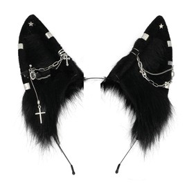 QUICOMP Handmade Wolf Ears Headband Fox Ear Hairband Wolf Cosplay Props (Black)
