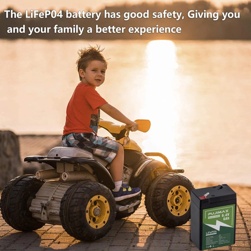PUJIMAX Lifepo4 Lithium Battery 6V 6Ah 2000+ Cycles Rechargeable Lithium