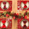 SHSEEN Christmas Placemats Set of 4, 12x18 Inch Linen Red