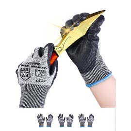 Donfri Cut Resistant Gloves High Performance Level 5 Protection Safety Work Gloves for Men Comfortable PU Coated Palm Cut Proof Gloves Gardening Food Grade Non-slip Machine Washable (S,3)