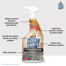 Invisible Shield Marble & Granite Cleaner & Protectant with Hydrogen Peroxide – 32 fl. oz. by UNELKO- Clean-X 2 pack