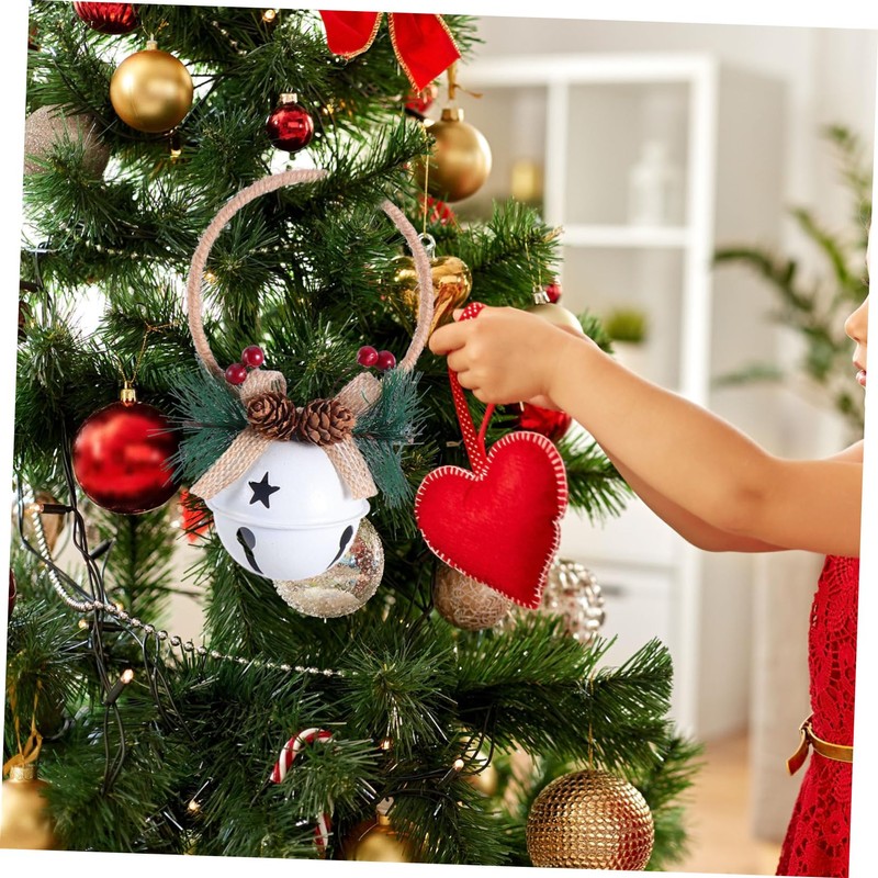 Ciieeo 4pcs Christmas Bell Decorations White Red Hanging Bells with