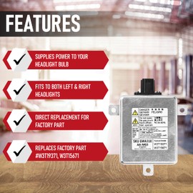 HID - Balasto para faros delanteros de xenón - Módulo de unidad de control - Sustituye a W3T19371, 33119-SAA-013 - Compatible con vehículos Acura, Honda, Mazda y Mitsubishi - TL, TSX, RDX, MDX,