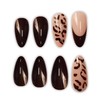 Press on Nails Medium Almond Fake Nails Brown French Tip
