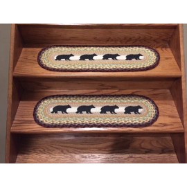 Earth Rugs Cabin Bear  Print Braided Stair Tread or Table Runner