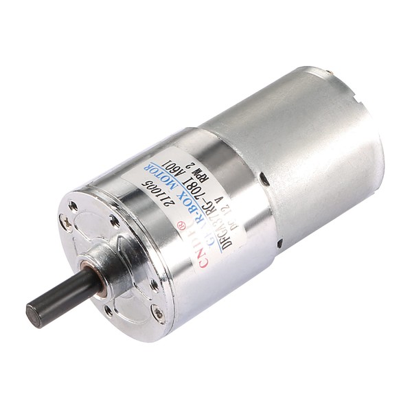 uxcell Geared Motor Metal Silver Tone DC 12V 2RPM 35.5mm